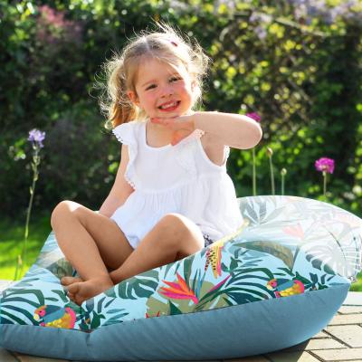 Dunelm rucomfy Jungle Birds Printed Square Indoor Outdoor Floor Cushion Blue