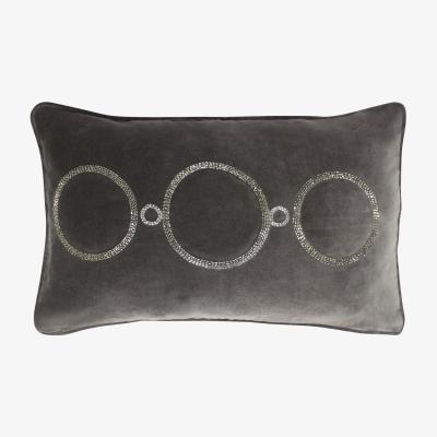 Dunelm Reluxed Beaded Geo Grey Cushion Grey and White