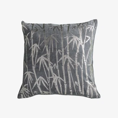 Dunelm Foil Printed Bamboo Palm Cushion Grey