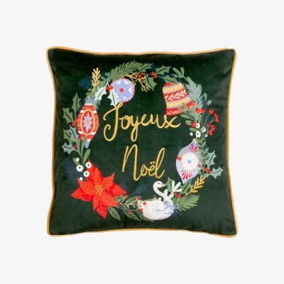 Dunelm Deck The Halls Pine Green Cushion Green/Red/Gold