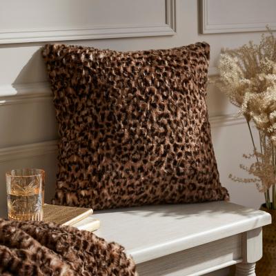 Dunelm Leopard Faux Fur Cushion Leopard (Brown)