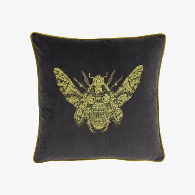 Dunelm Paoletti Cerana Charcoal Bee Velvet Cushion Charcoal