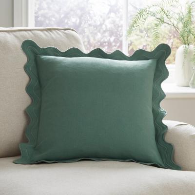 Dunelm Scalloped Edge Square Cushion Green