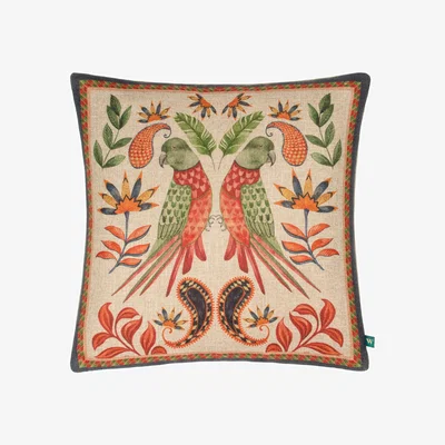 Dunelm Wylder Tropics Parrot Square Cushion MultiColoured
