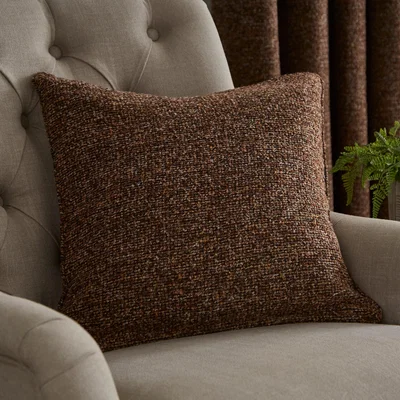 Dunelm Lorna Boucle Square Cushion Rust