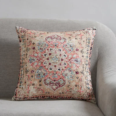 Dunelm Oriental Pink Mult Printed Cushion Pink/Green