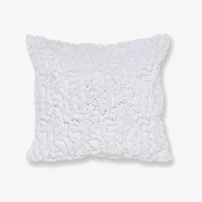 Dunelm Faux Fur White Sequin Cushion White