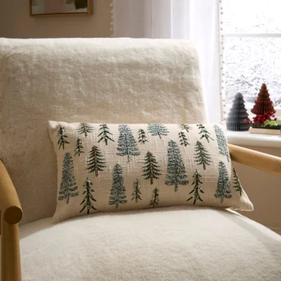 Dunelm Trees Embroidered Rectangle Cushion