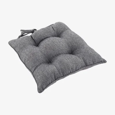 Dunelm Barkweave Charcoal Square Seat Pad Grey
