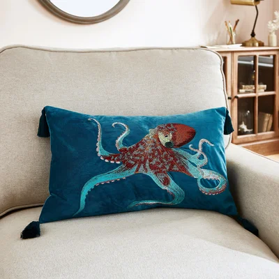 Dunelm Octopus Cushion Teal (Blue)