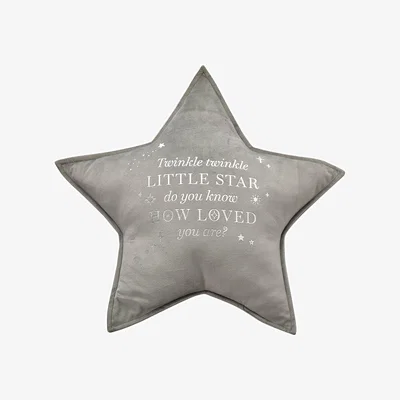 Dunelm Bambino Twinkle Star Velvet Cushion Grey