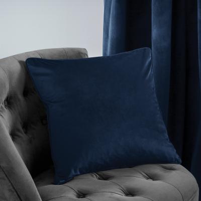 Dunelm Recycled Velour Cushion Ink (Blue)
