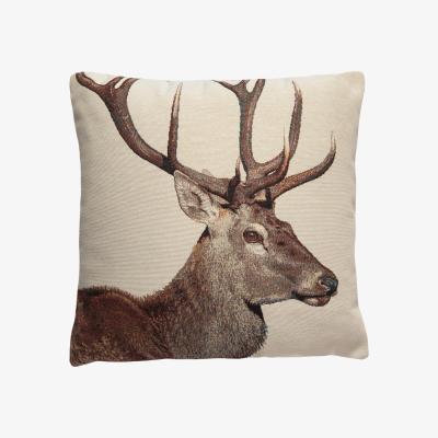 Dunelm Tapestry Stag Cushion Natural