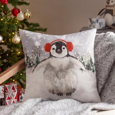 Dunelm Evans Lichfield Snowy Penguin Square Cushion