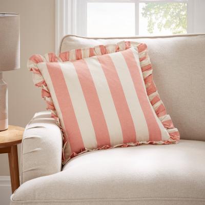 Dunelm Linford Wide Stripe Square Cushion Coral