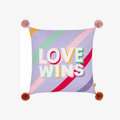Dunelm furn. Love Wins Pom Poms Square Cushion