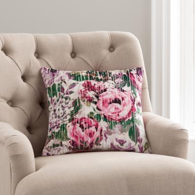 Dunelm Kinsley Floral Pink Cushion Pink/Green