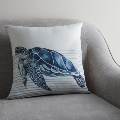 Dunelm Turtle Watercolour Cushion MultiColoured