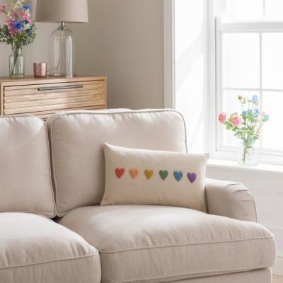 Dunelm Knotted Rainbow Hearts Rectangular Cushion