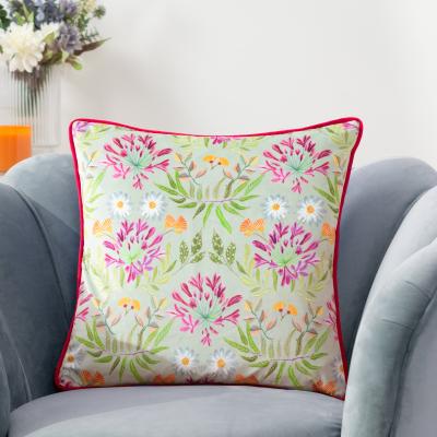Dunelm furn. Floral Square Blue Cushion MultiColoured