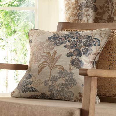 Dunelm Folk Tree Blue Cushion Blue