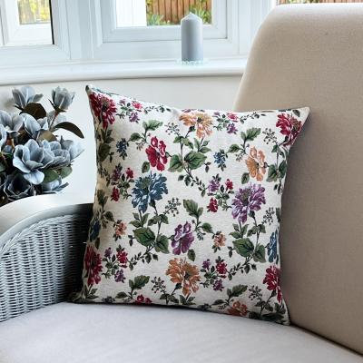 Dunelm Daro Tapestry Natural Floral Square Cushion