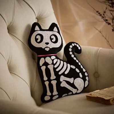 Dunelm Large Cat Skeleton Cushion