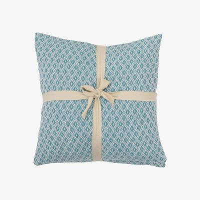 Dunelm Simply Green Recycled Cotton Geometric Cushion Blue