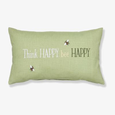 Dunelm Think Happy Bee Happy Green Cushion Green