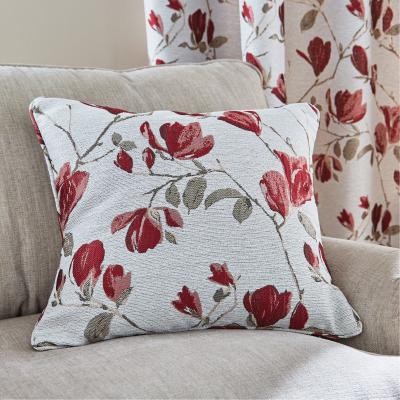 Dunelm Ellis Floral Jacquard Red Cushion Red