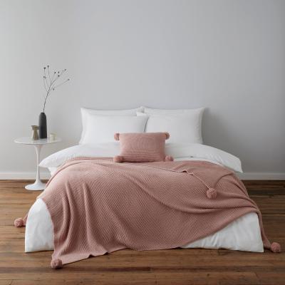 Dunelm Pom Pom Blush Square Cushion Blush