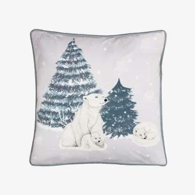 Dunelm Arcticus Polar Bear Blue Cushion Blue/White