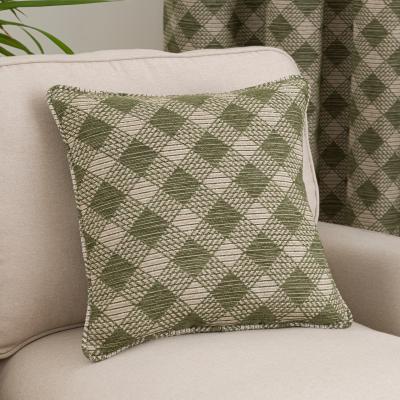 Dunelm Brody Check Square Cushion Olive