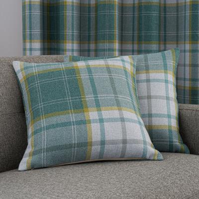 Dunelm Astley Check Green Cushion Green, Yellow and White