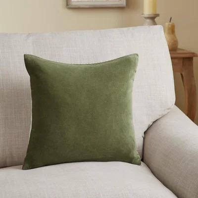 Dunelm Cotton Velvet Cushion Olive