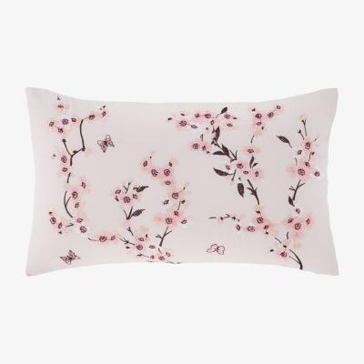 Dunelm Catherine Lansfield Pink Embroidered Blossom Cushion Pink, Black and White