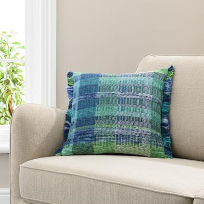 Dunelm Handwoven Rainbow Cushion, 43 x 43cm Blue