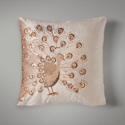 Dunelm Peacock Sequin Champagne Cushion Beige