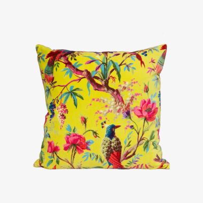 Dunelm Paradise Velvet Cushion Aracia Yellow