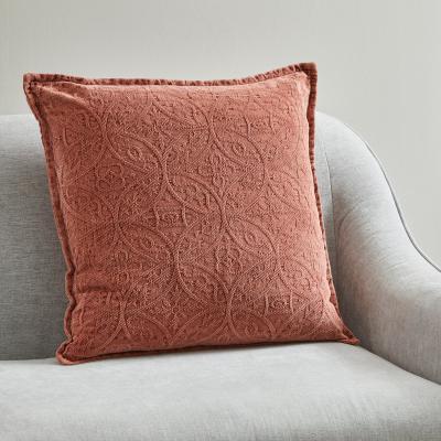 Dunelm Stone Washed Chenille Cushion Terracotta