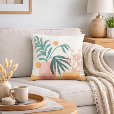 Dunelm Plant Pots Line Art Square Cushion
