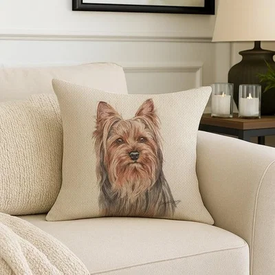 Dunelm Christine Varley Yorkie Square Cushion