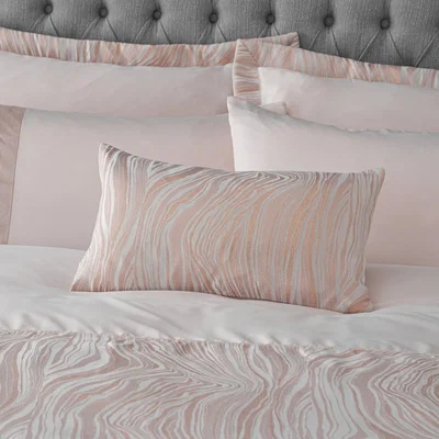 Dunelm Keeley Pink Jacquard Boudoir Cushion Pink