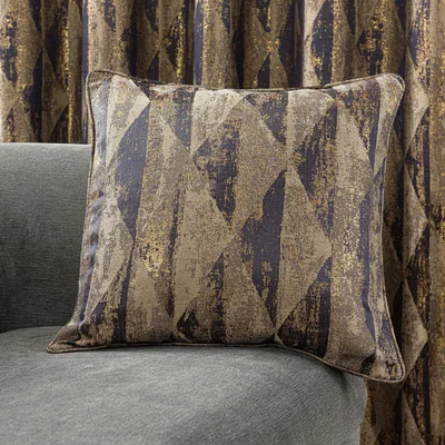 Dunelm Luxor Metallic Blue Cushion Gold and Navy Blue
