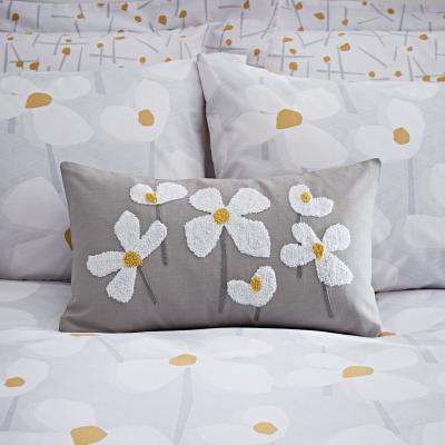 Dunelm Elements Lena Embroidered Boudoir Cushion Grey