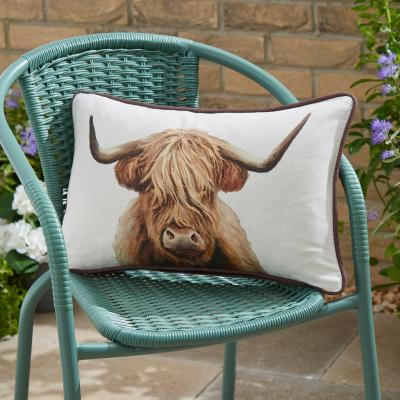 Dunelm Highland Cow Rectangular Outdoor Cushion MultiColoured