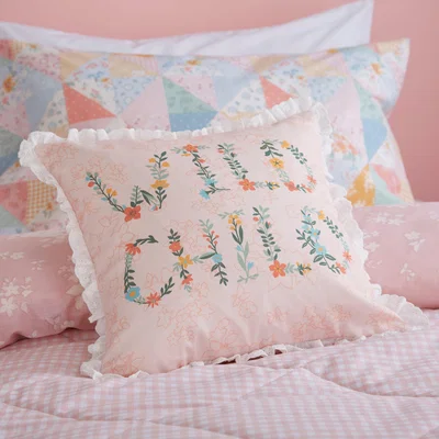 Dunelm Country Patchwork Wild Child Cushion Pink