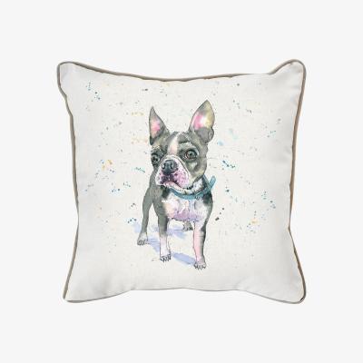Dunelm Aquarelle Frenchie Cushion MultiColoured