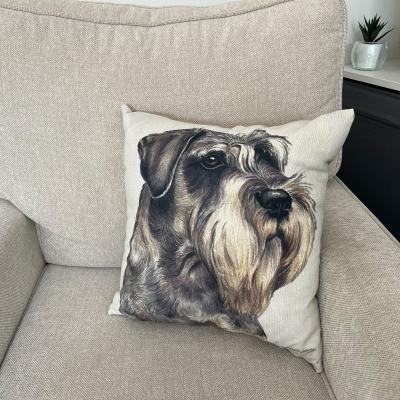 Dunelm Christine Varley Schnauzer Square Cushion Grey