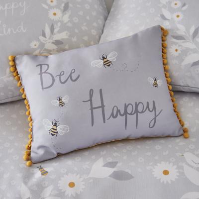 Dunelm Catherine Lansfield Bee Happy Grey Cushion Light Grey